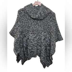 WOODEN SHIPS Mohair‎ Wool Blend Chunky Knit Gray Poncho S/M